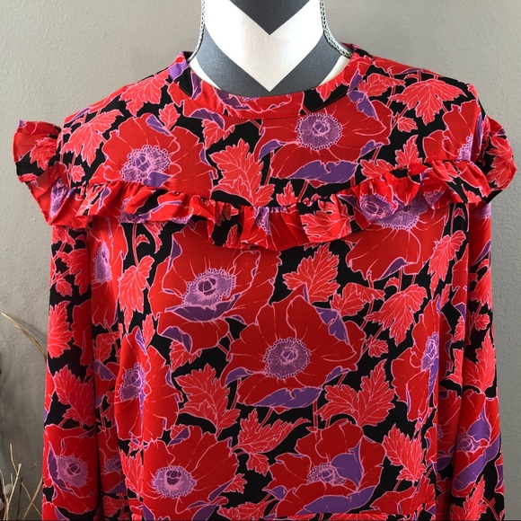 Ruffle Purple Long Sleeve Floral Dress - Picture 6 of 7