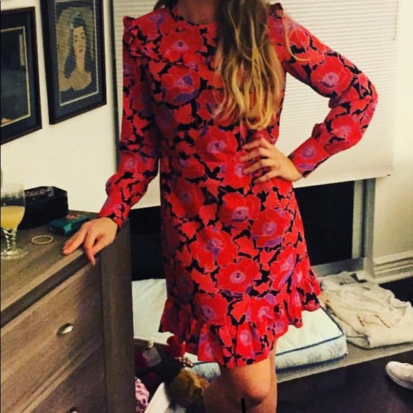 Ruffle Purple Long Sleeve Floral Dress - Picture 7 of 7