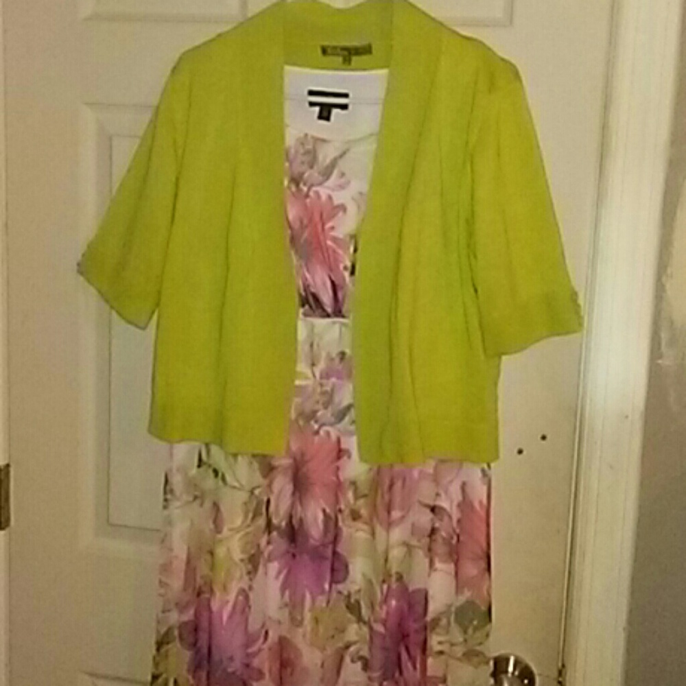 Floral Dress With Green Jacket