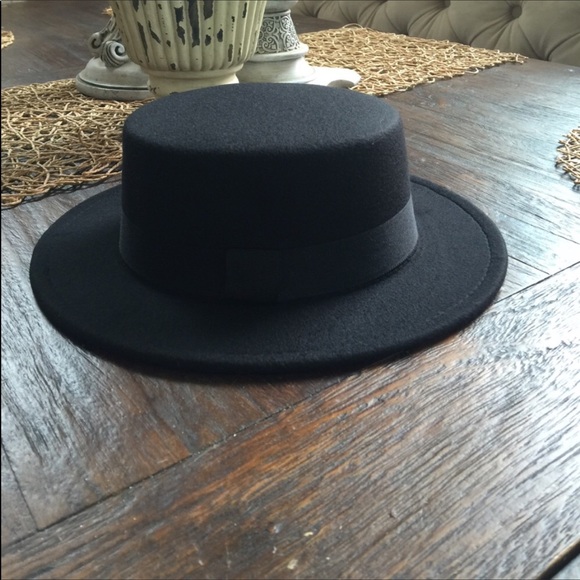 Gypsy Bohemian Black Wool Boater Hat - Picture 5 of 10