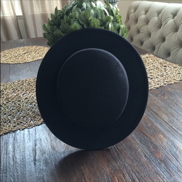 Gypsy Bohemian Black Wool Boater Hat - Picture 4 of 10