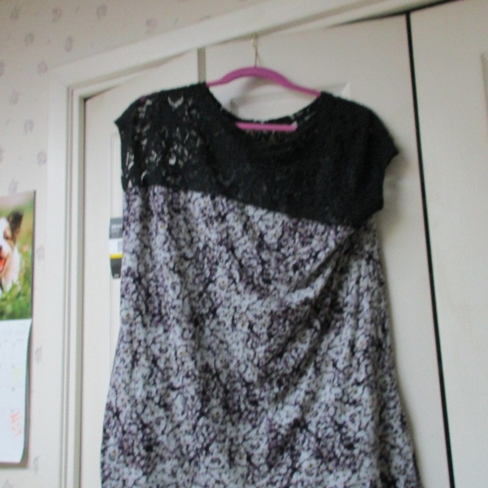 LACY FLOWERS DONNA KARAN DKNY JEANS BLOUSE SHIRT
