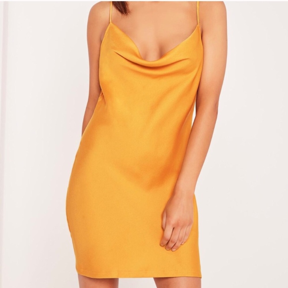 Missguided Cowl Neck Tank Dress Yellow