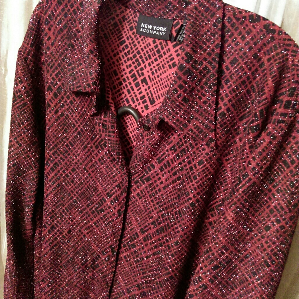 New York & Company shimmery button front blouse