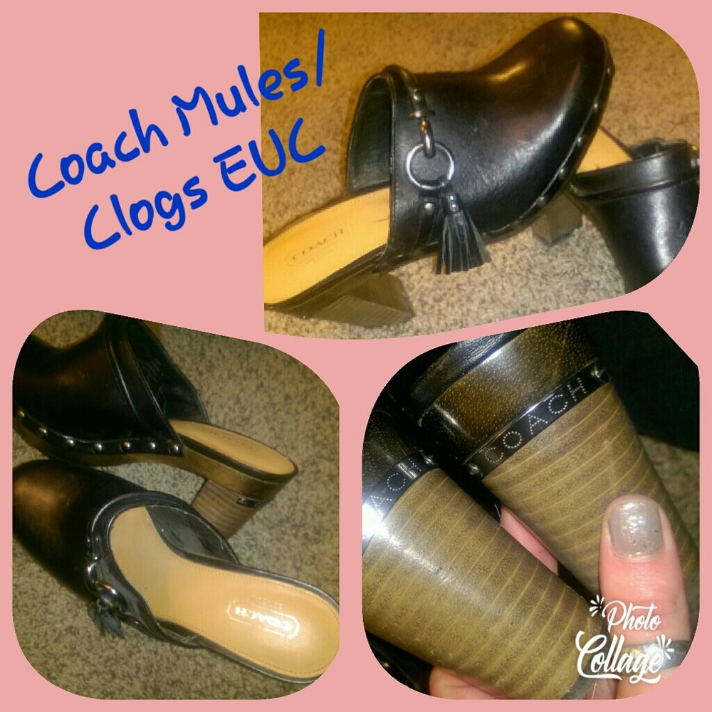Coach Black leather Mules / Clogs