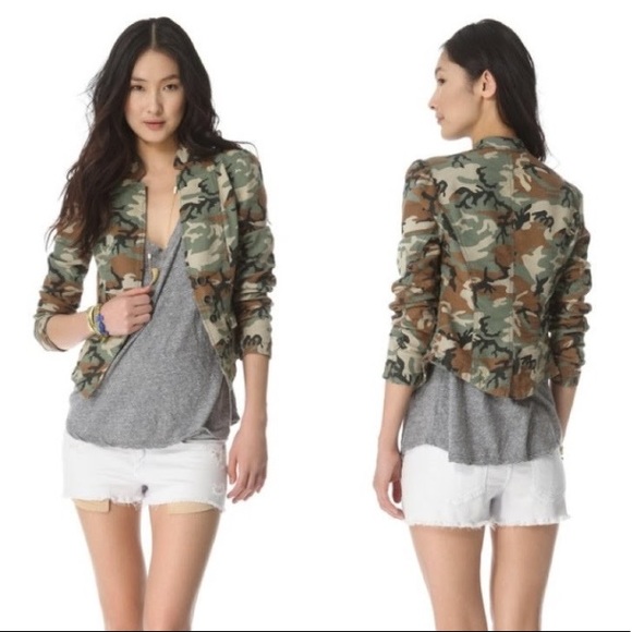 Free People Textured Camo Fitted Blazer. - Picture 1 of 5