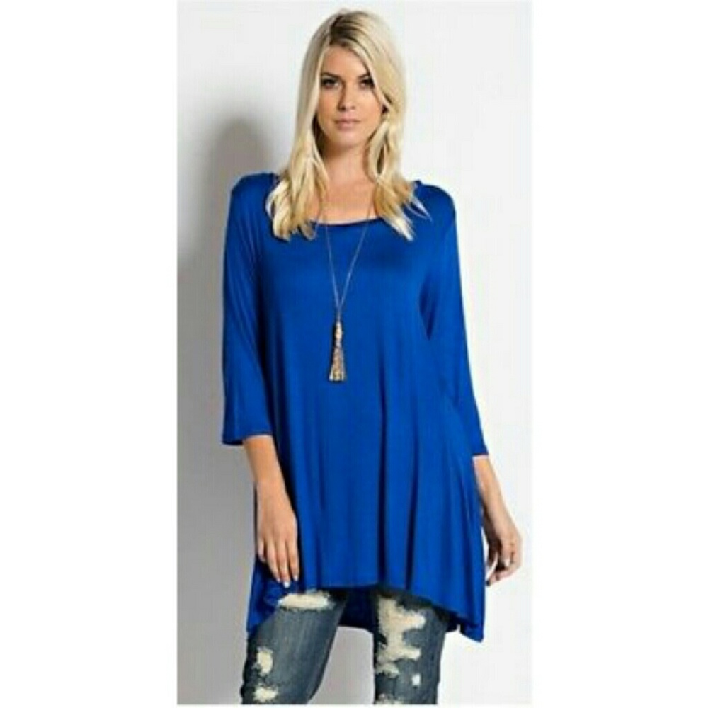 Bundle of Size S Rust & Blue 3/4 Sleeve Tunic Top - Picture 3 of 4