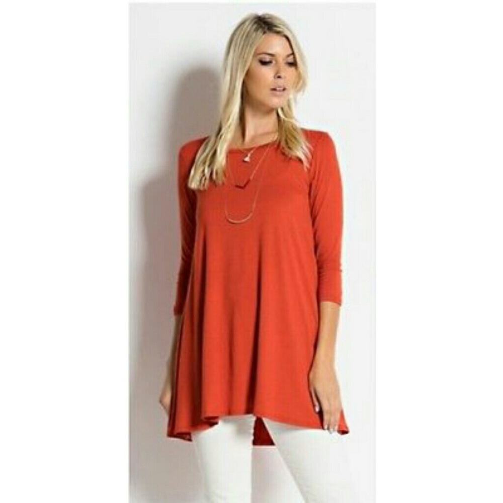 Bundle of Size S Rust & Blue 3/4 Sleeve Tunic Top - Picture 4 of 4