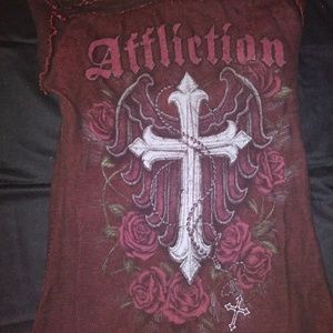 ❄EUC⛄LONG SLEEVE REVERSIBLE AFFLICTION SHIRT