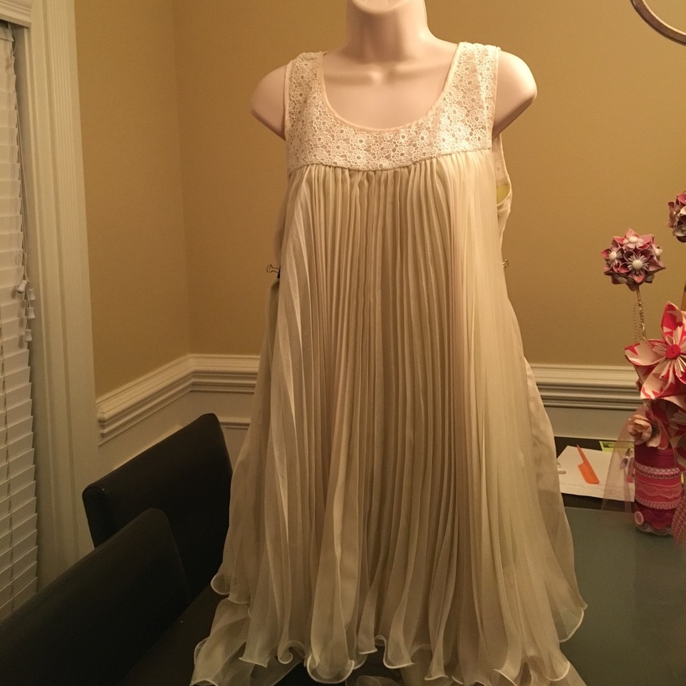 Ruffled White and Green Dress