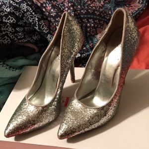 Silver sparkle heels
