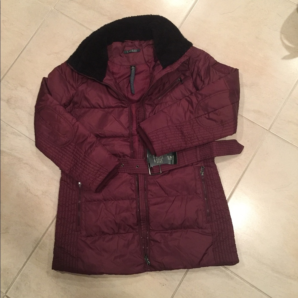 NWTLauren Ralph Lauren down coat Size M wine color