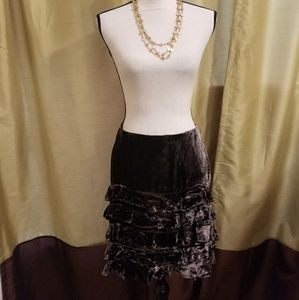 BROWN SUEDE TIERED SKIRT
