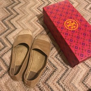 Tory Burch Canvas Ivory/Khaki Flat