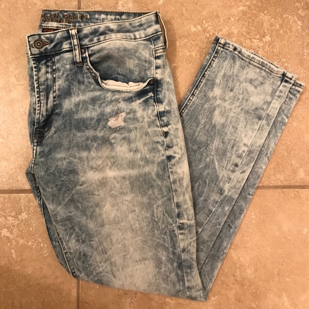 Acid washed American eagle 34x30 skinny jeans
