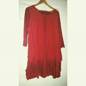 Red Lacy Holiday Tunic