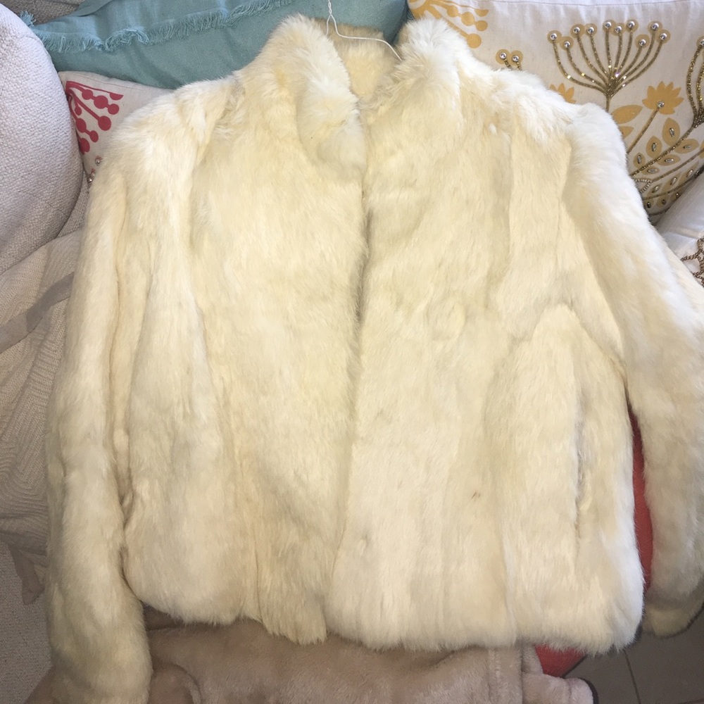 Cream fur coat