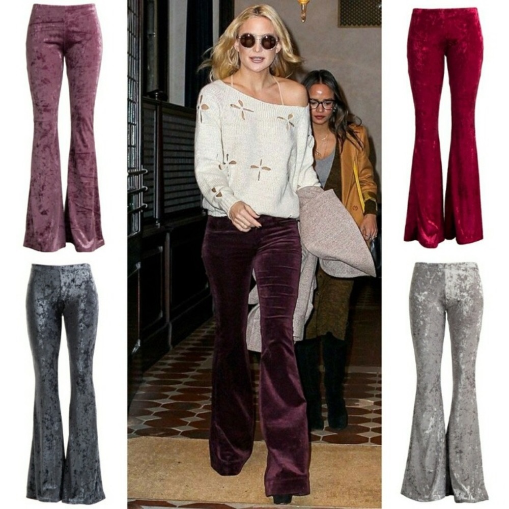 Arrived !Two tone velvet bell bottom pants !