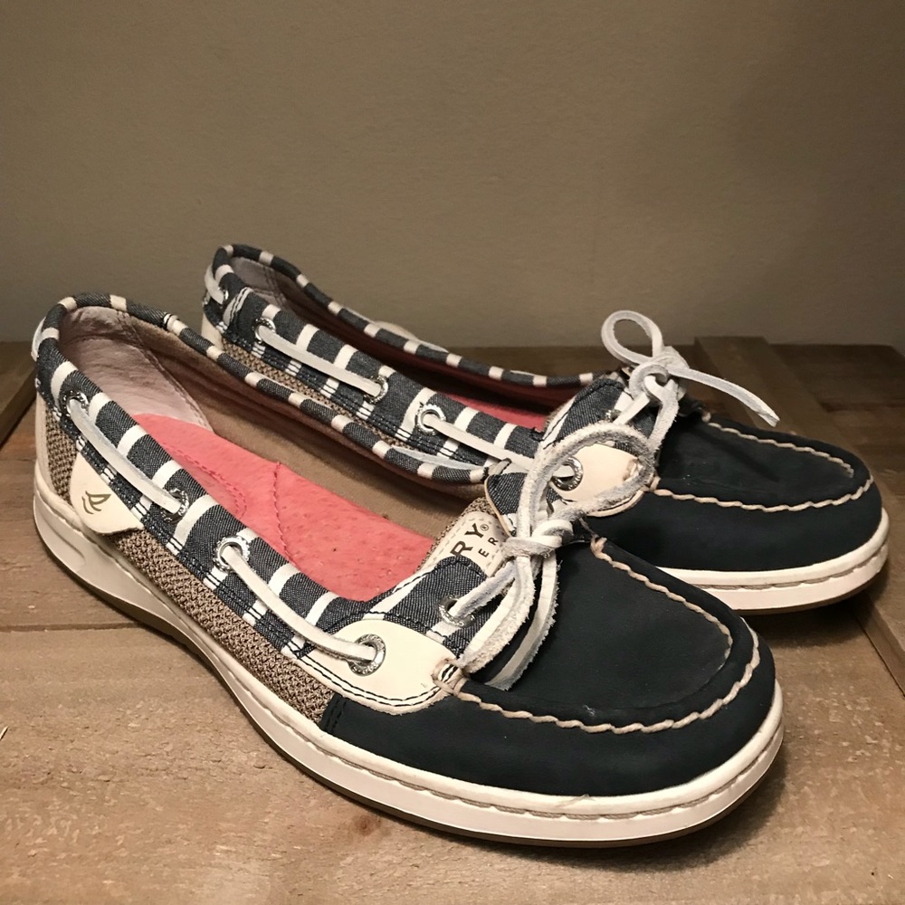 Navy blue & white Sperry shoes