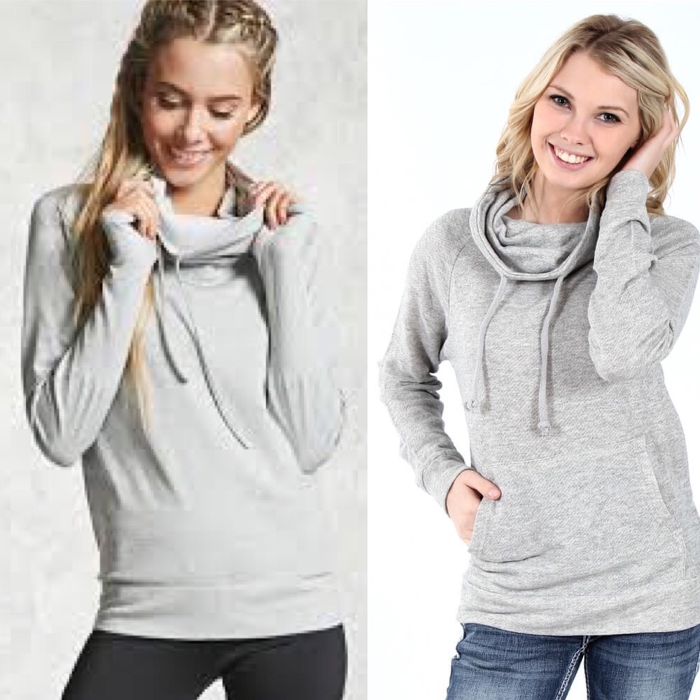 Women's Gray cowel neck hoodie