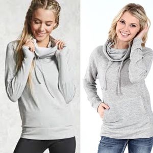 Women's Gray cowel neck hoodie