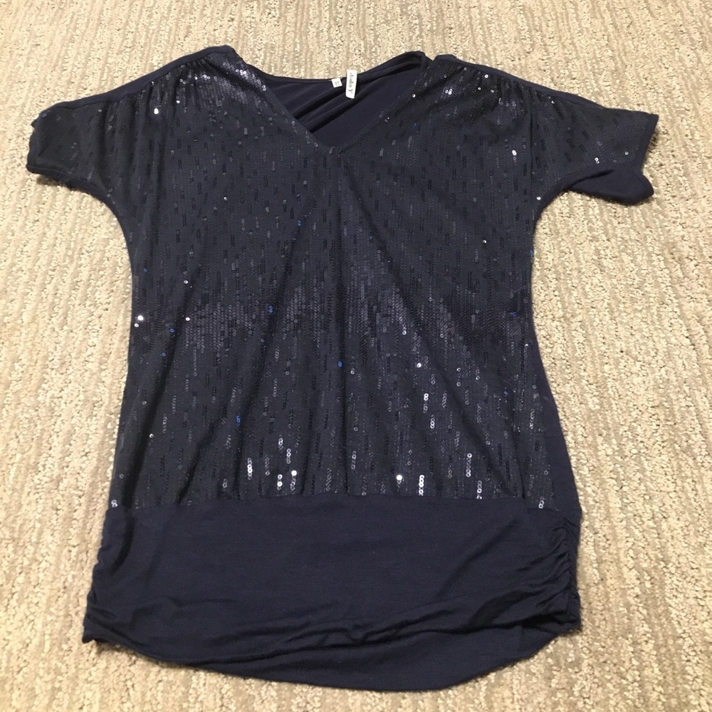 Navy sequined top