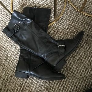 Black Leather Knee High Boots