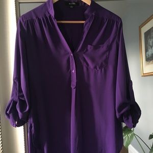Purple tab sleeve blouse