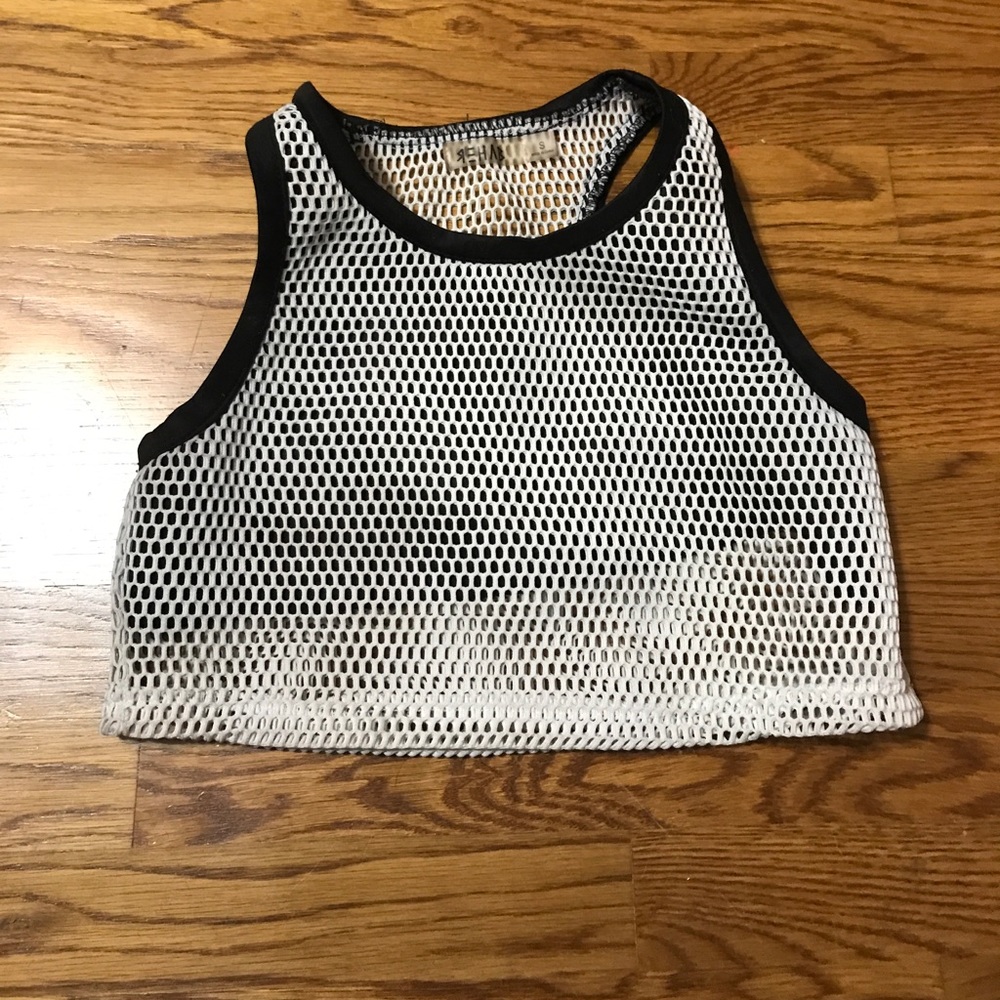 Mesh white and black crop top