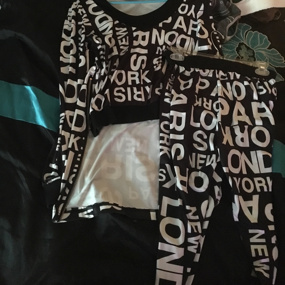 Two piece outfit , black and white.