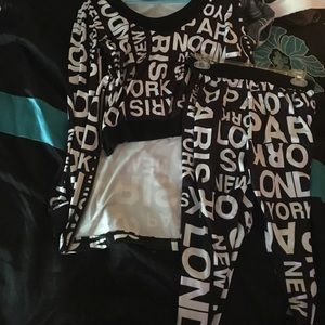 Two piece outfit , black and white.