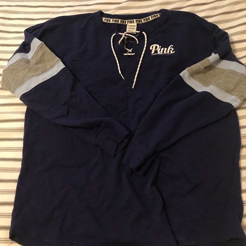 PINK Varsity Lace Up Top