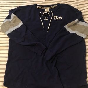 PINK Varsity Lace Up Top
