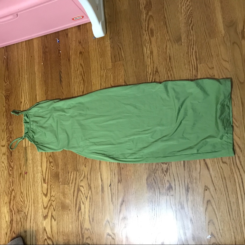 Fitted olive strap dress