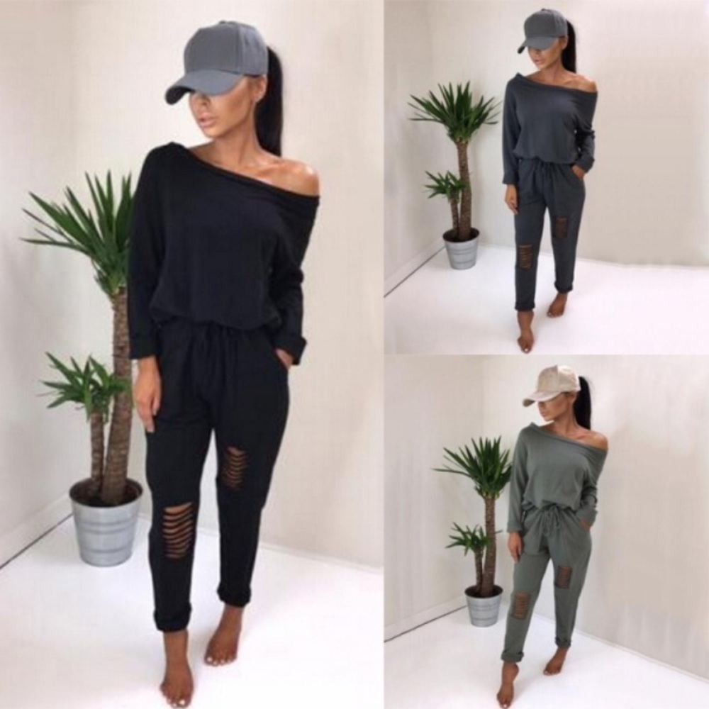 Cut out off shoulder jumpsuit