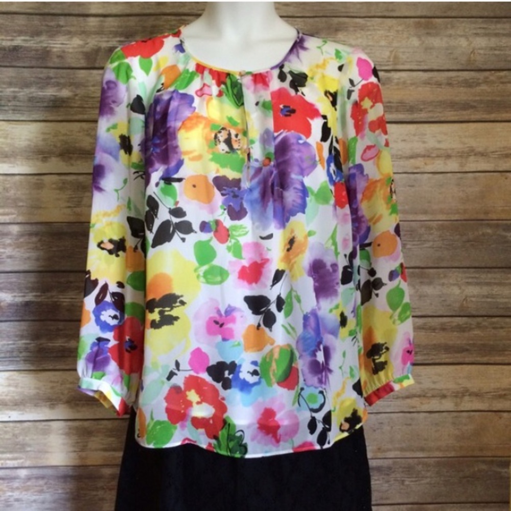 RALPH LAUREN Plus size 1X Sheer Floral Blouse