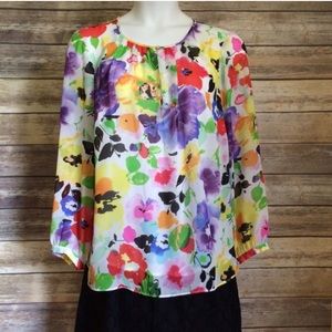 RALPH LAUREN Plus size 1X Sheer Floral Blouse