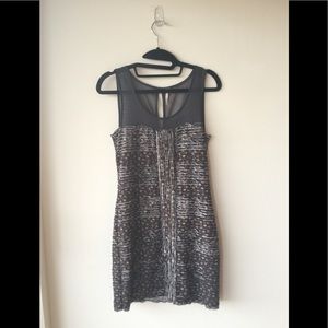 Free People Gray Floral Sheer Bodycon Dress