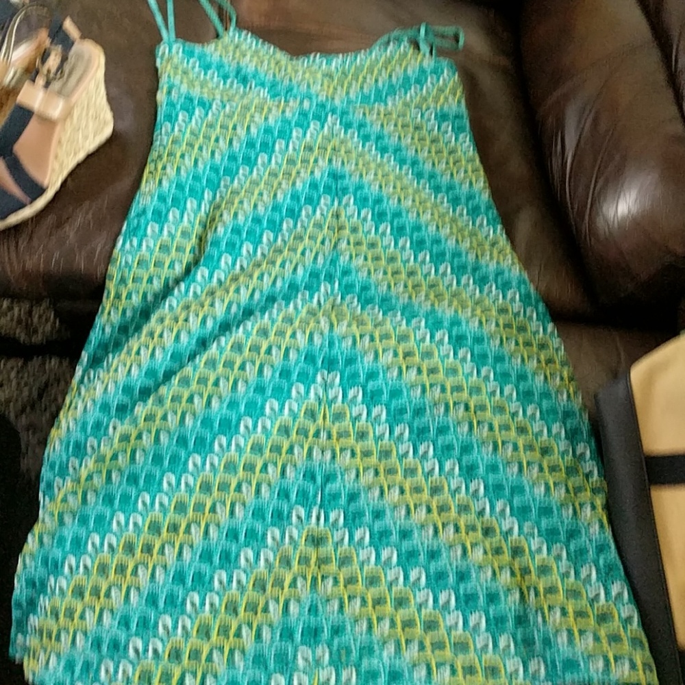 Ann Taylor Loft Green Blue Tones Dress