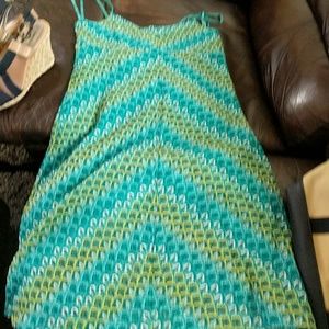 Ann Taylor Loft Green Blue Tones Dress