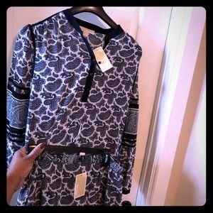 NWT Michael Kors Navy and Cream Shirt and Skirt!