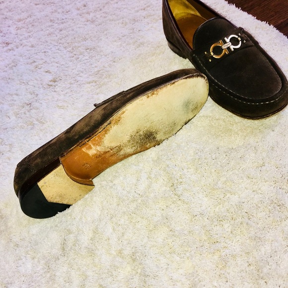 Salvatore Ferragamo, Dark Brown Suede Loafers main image 7