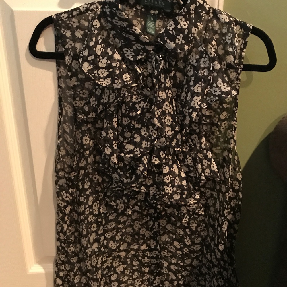 Lauren sheer printed blouse