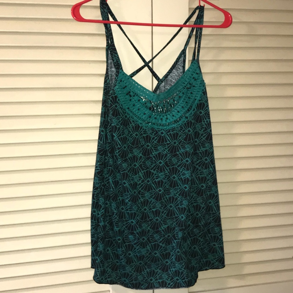 Boho pattern tank with cross cross back