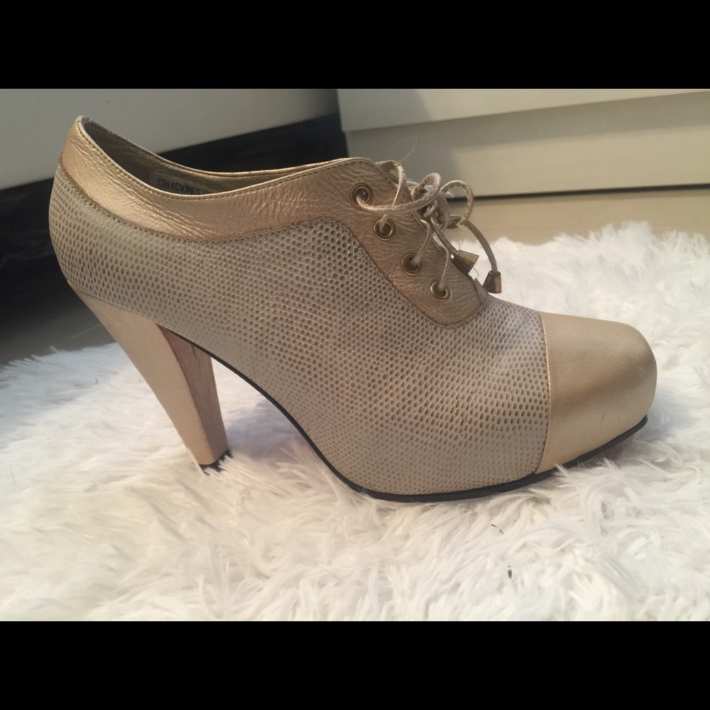 Cream and Gold booties red sole