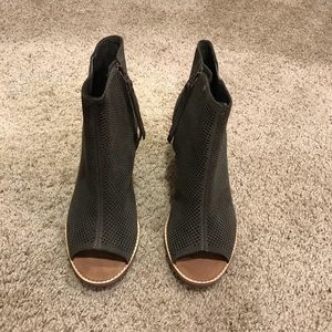 TOMS Majorca Perforated Suede Peep-Toe Booties