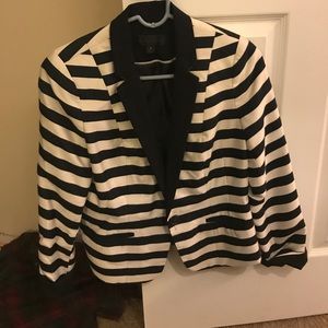 Black and white stripped blazer. Satin stripes