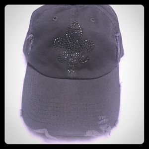 Distressed rhinestone baseball cap