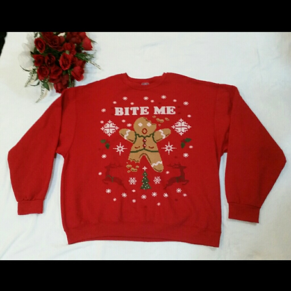 🎄 Bite Me Christmas Gingerbread Sweater