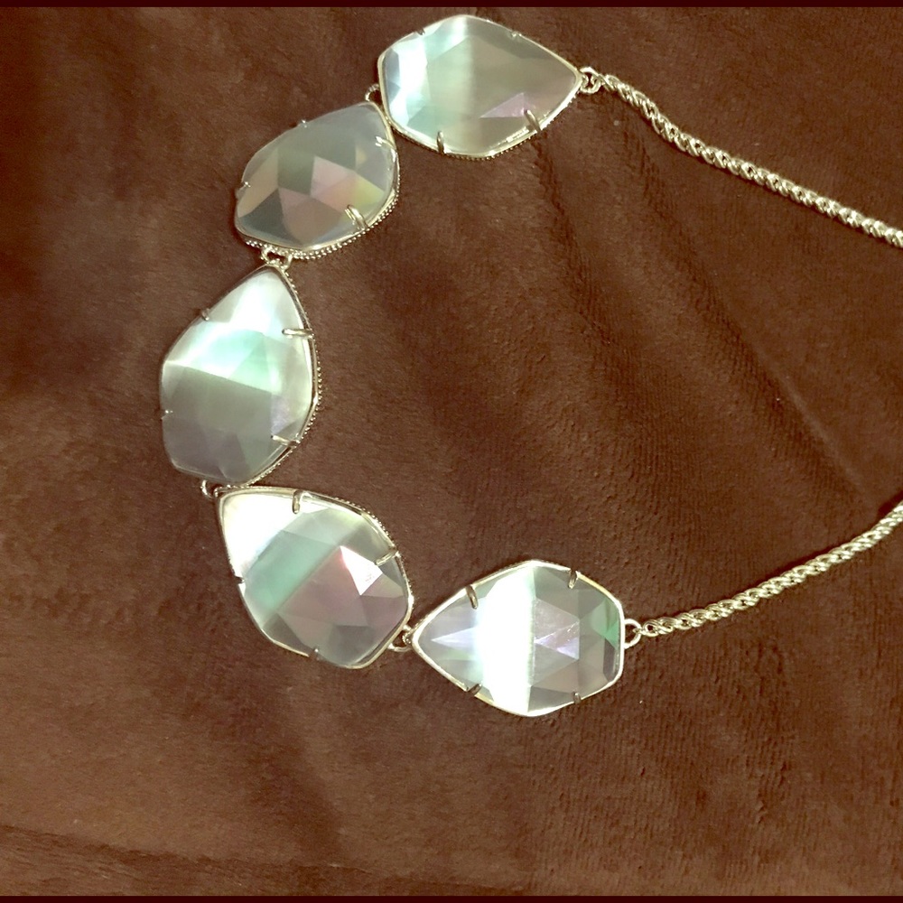 Kendra Scott necklace with iridescent druzy.